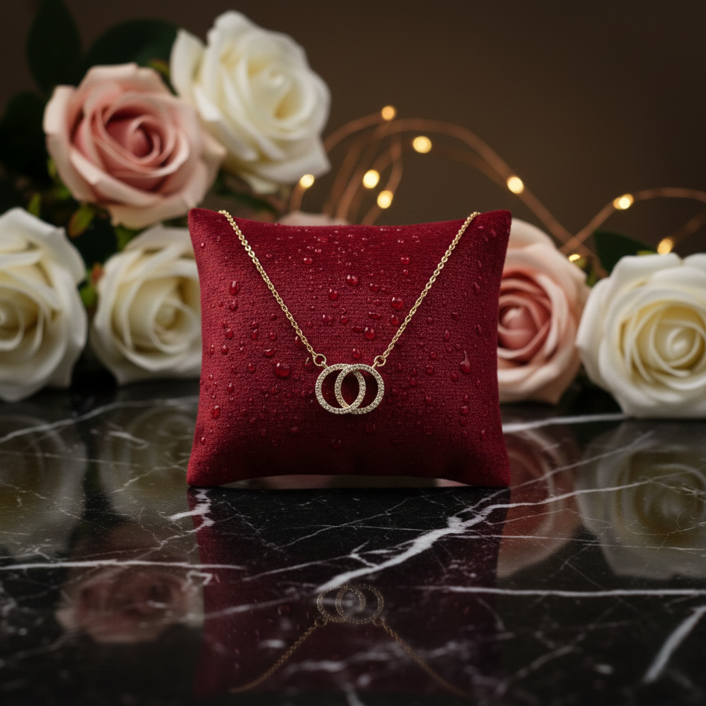 Interlocking Circles Pendant Chain - Gold